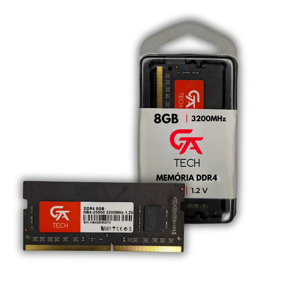 Memória Ram Notebook 8gb Gta Tech Ddr4 3200mhz Cl22 1.2v Nb425600 Sodimm Preta