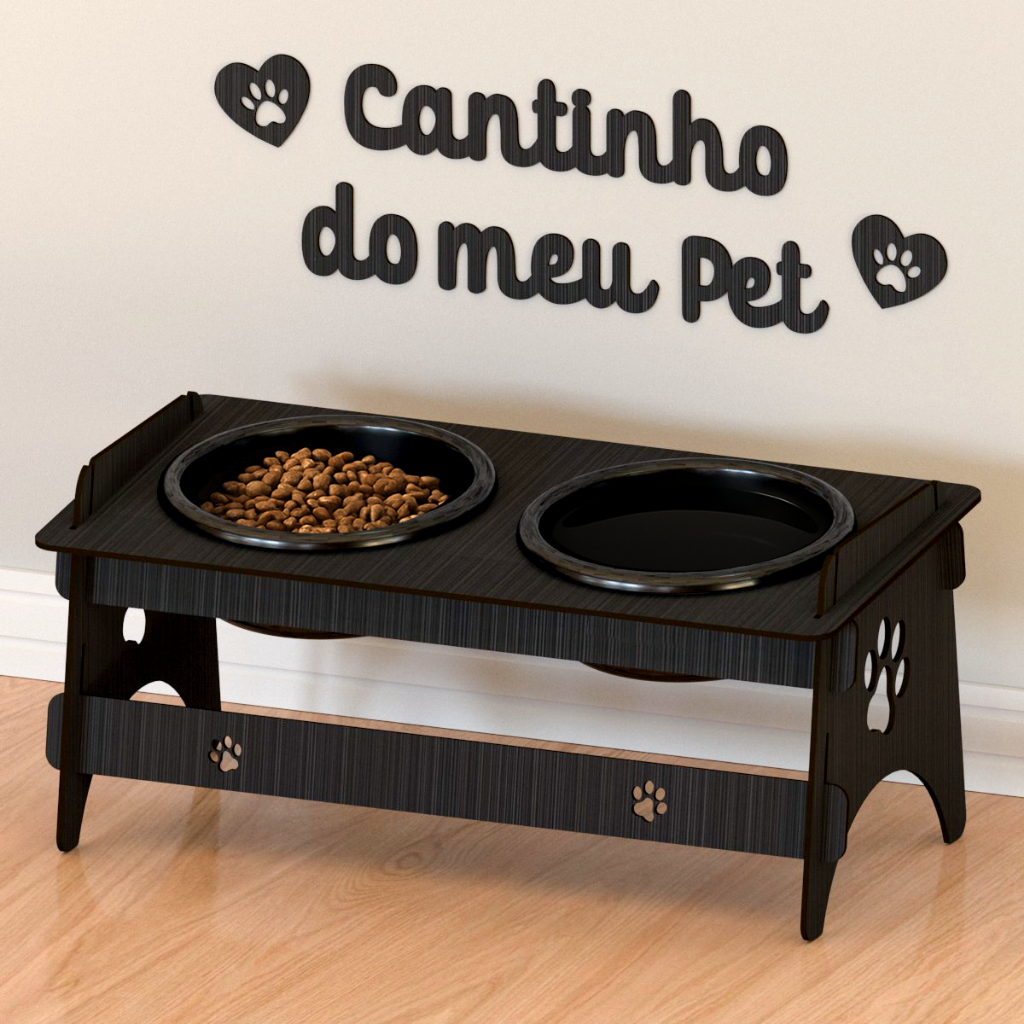 Kit Comedouro E Quadro Decorativo Para Pet Gato Ou Cachorro em Oferta na Shopee