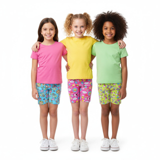 Kit 3 shorts infantil feminino em tecido cotton tamanhos 1 ao 12 (Estampas Sortidas) em Oferta na Shopee