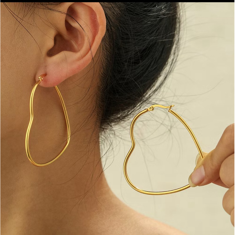 Brinco Argola  Aço Inoxidável - Formato Coração ou redondo | Dourado e Prata