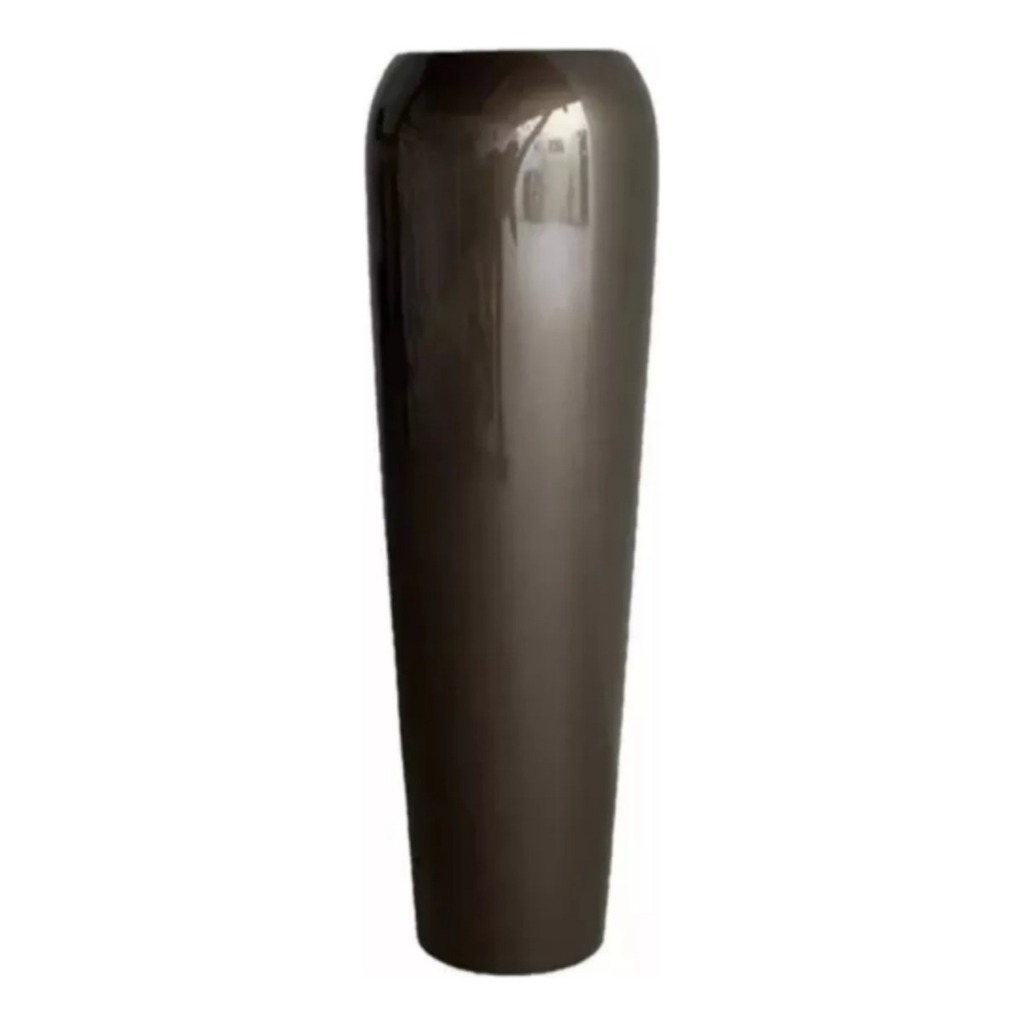 Vaso Fibra Vidro Vietnamita Grande Vitrificado 76cm Bronze Bronze Liso