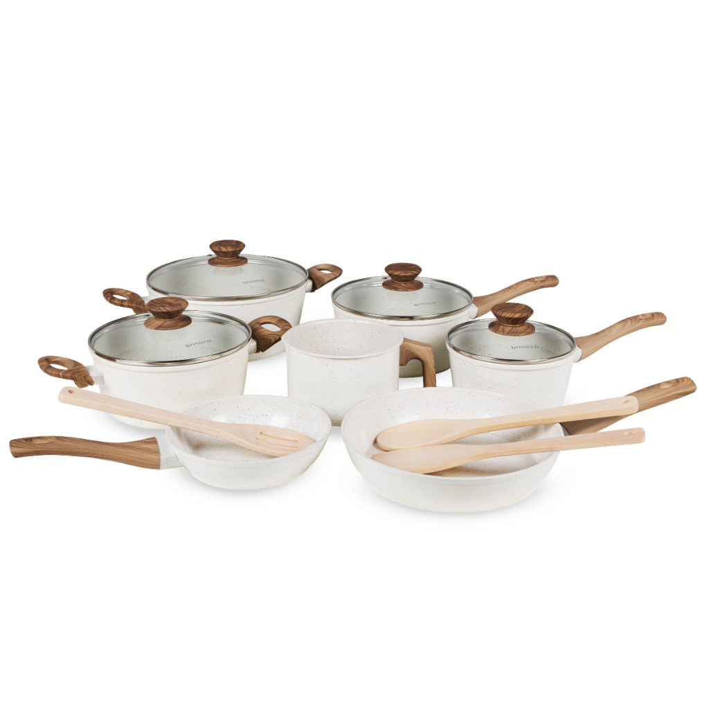 Imagem Jogo de Panelas 10 Peças Vanilla Cerâmica Antiaderente Indução Gás Elétrico e Vitrocerâmico Brinovar