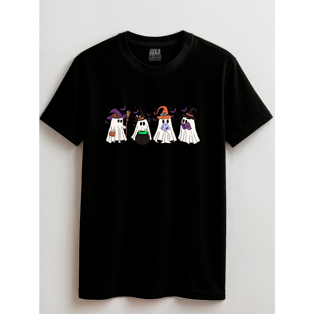 Camisa para crianças Juvenil e Infantil 2 ao 16 anos Unissex Halloween Fantasmas Bruxos