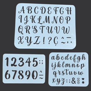 Kit Stêncil Alfabeto Abecedário Completo Molde Vazado Letras + Números para Pintura Tecido Pano Mdf em Oferta na Shopee