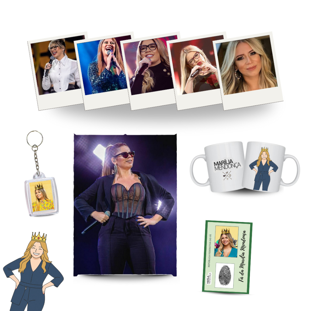Kit Marília Mendonça - placa, chaveiro, fotos caneca e RG