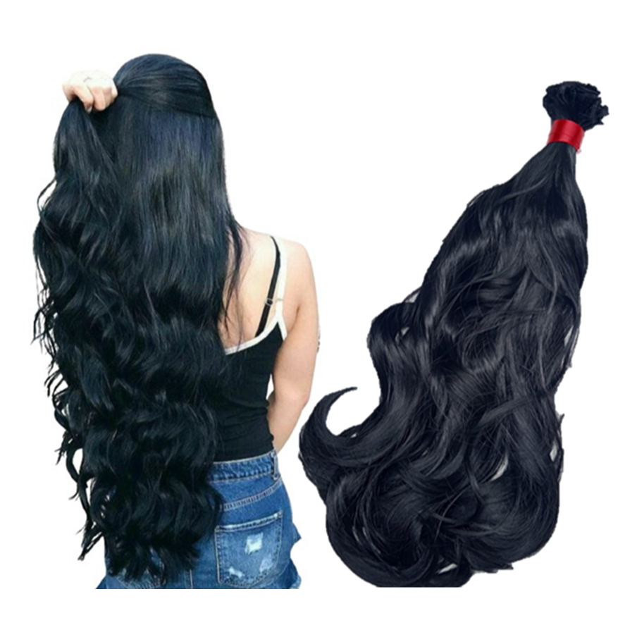 Aplique de Cabelo na Tela Mega Hair Natural Fibra Russa Ondulado 80cm Premium Bella Hair