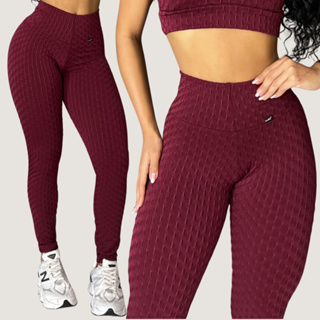 Calça Legging de Academia Feminina Jaquard  Bolha Zero Transparência Fitness em Oferta na Shopee