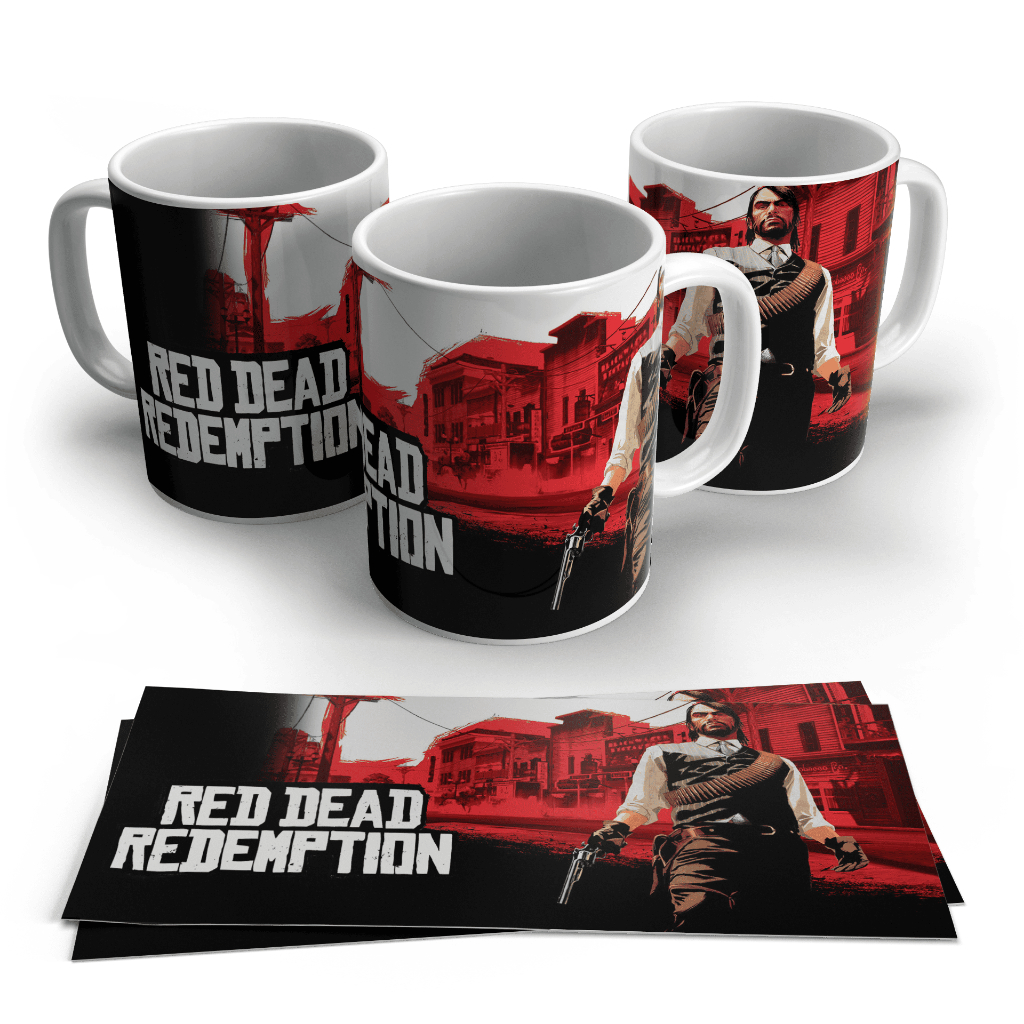 Caneca Red Dead Redemption John Marston Personagem Arte Cidade Velho Oeste Jogo Wallpaper