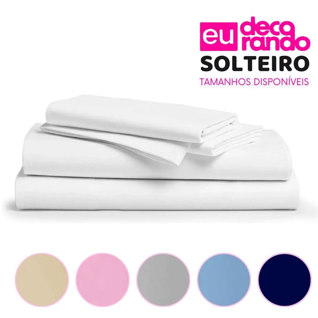 Lençol Solteiro Aveludado Avulso Sem Elástico Percal 400 Fios Muitas Cores Lindas