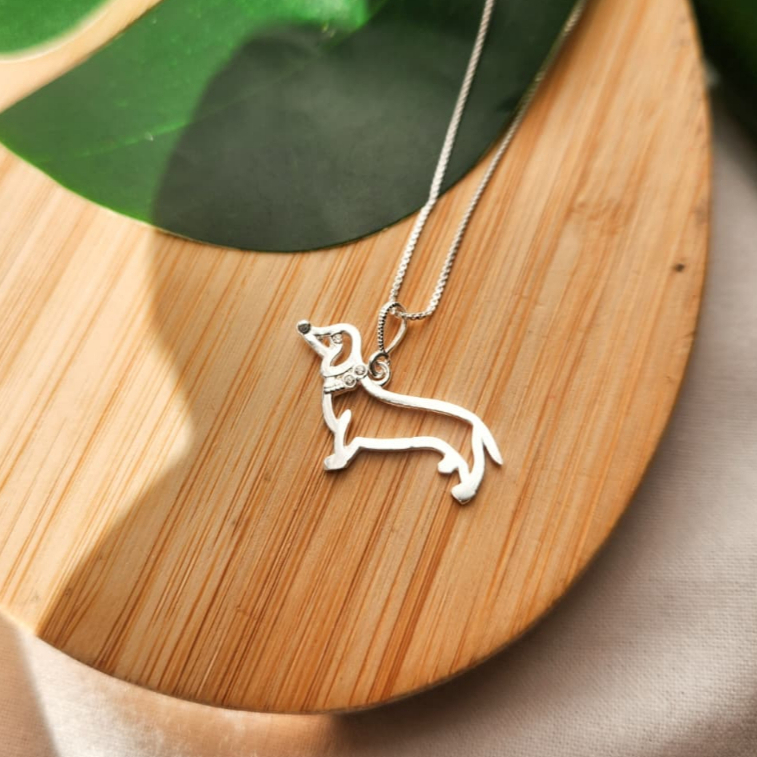 Colar Cachorro Salsicha Pet Dog Prata 925 Veneziana 45 cm em Oferta na Shopee