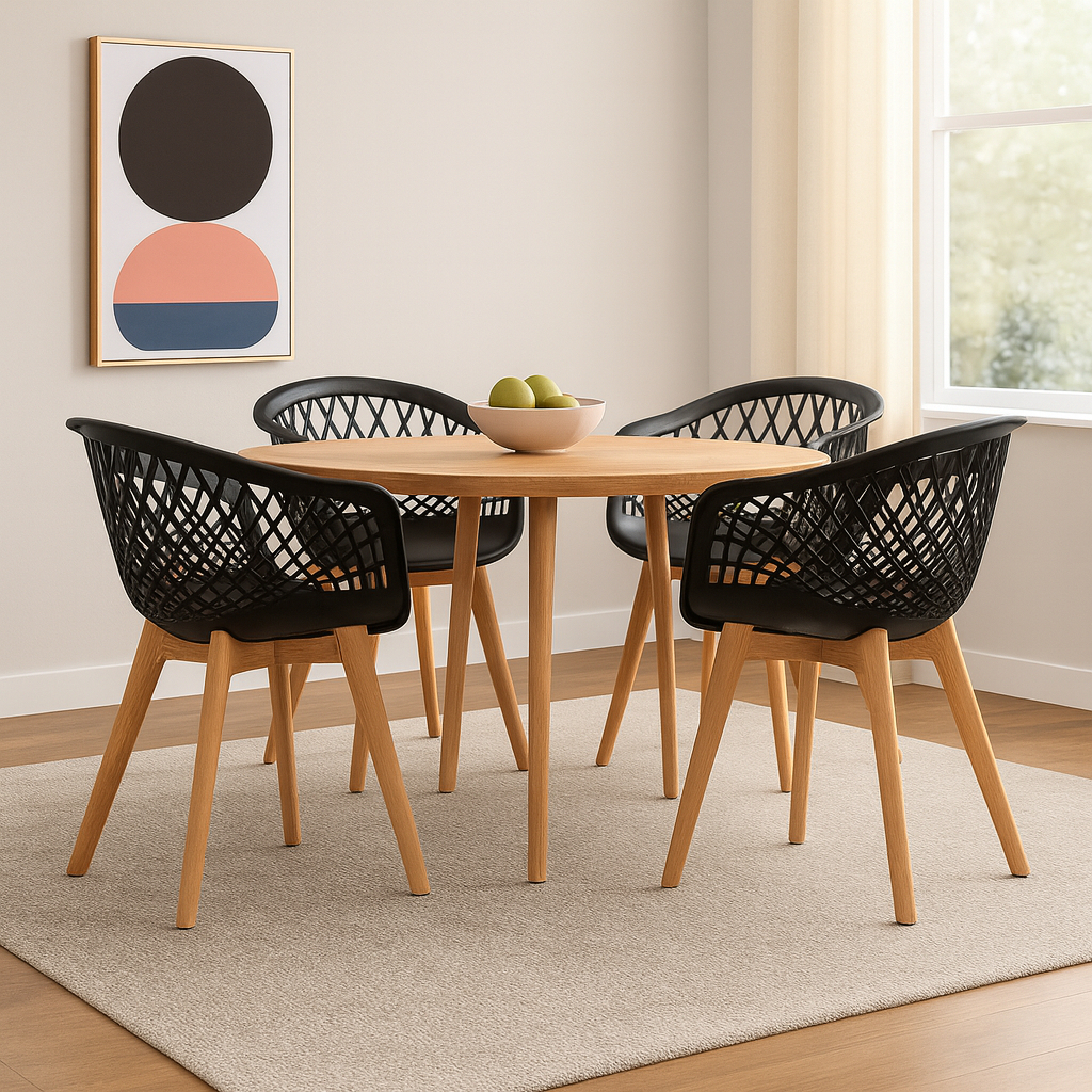 Kit 4 Cadeiras De Jantar Web Pé Wood Moderna Escritório Multifuncionalidade  Diversas Core...