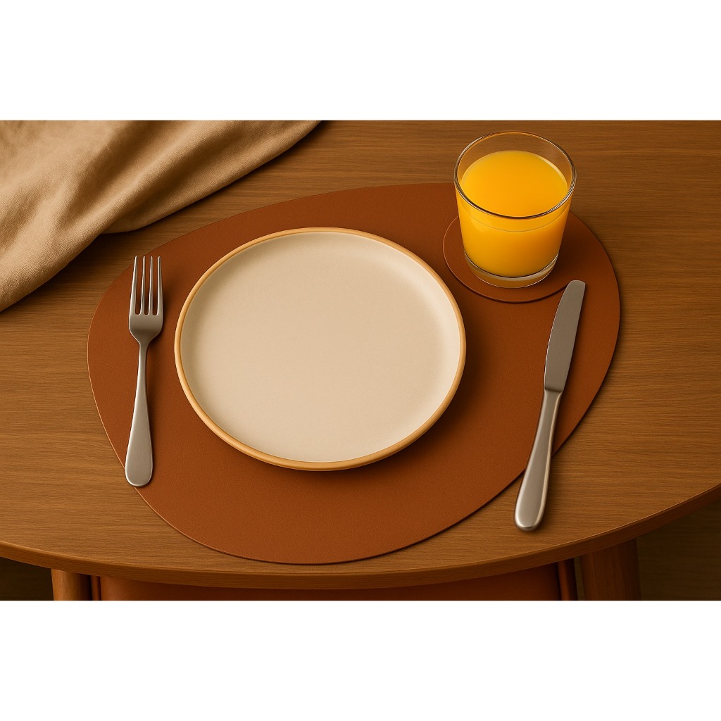 Kit Jogo Americano de mesa de jantar couro + porta copo 2 4 6 8 10 kits