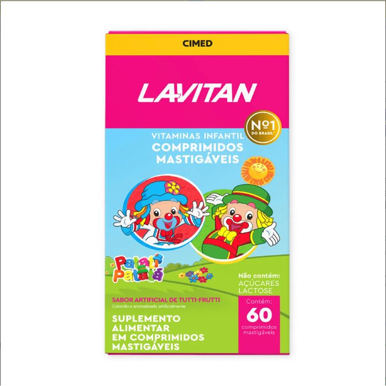 Lavitan Kids Patati Patata 60 Comprimidos Mastigáveis Sabor Tutti Frutti