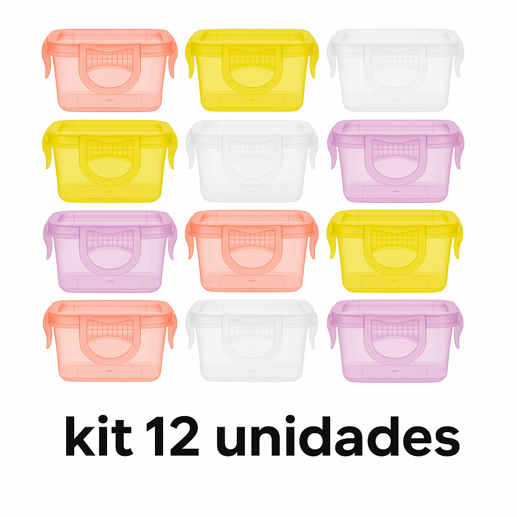 Kit 12 Mini Potes Herméticos Para Alimento - Papinha, Lancheira e Snacks