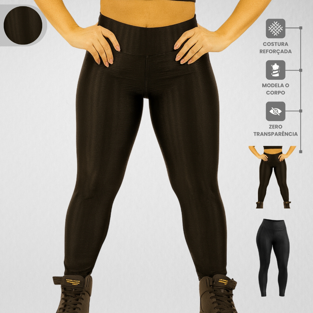 Calça Legging Poliamida 3D Feminina Fitness Elasticidade e Sustentação Roupa Academia Cintura Alta