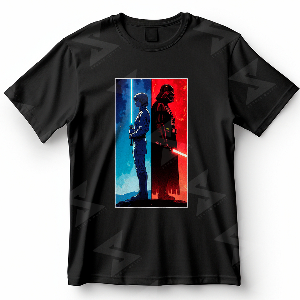 Camiseta Star Wars Luke Skywalker vs Darth Vader Lado da Força Jedi E Sith Blusa Camisa 100% Algodão