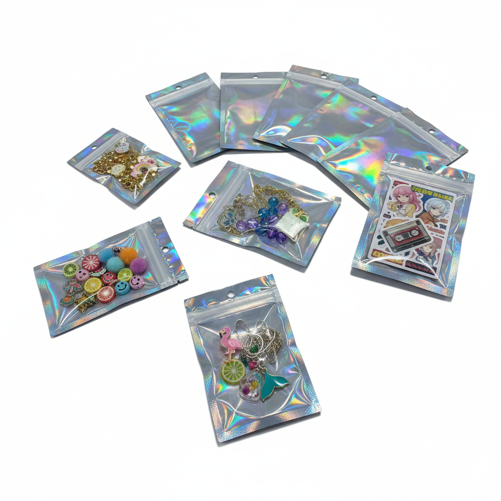 Saco Zip Lock Holográfico 50 unidades em Oferta na Shopee