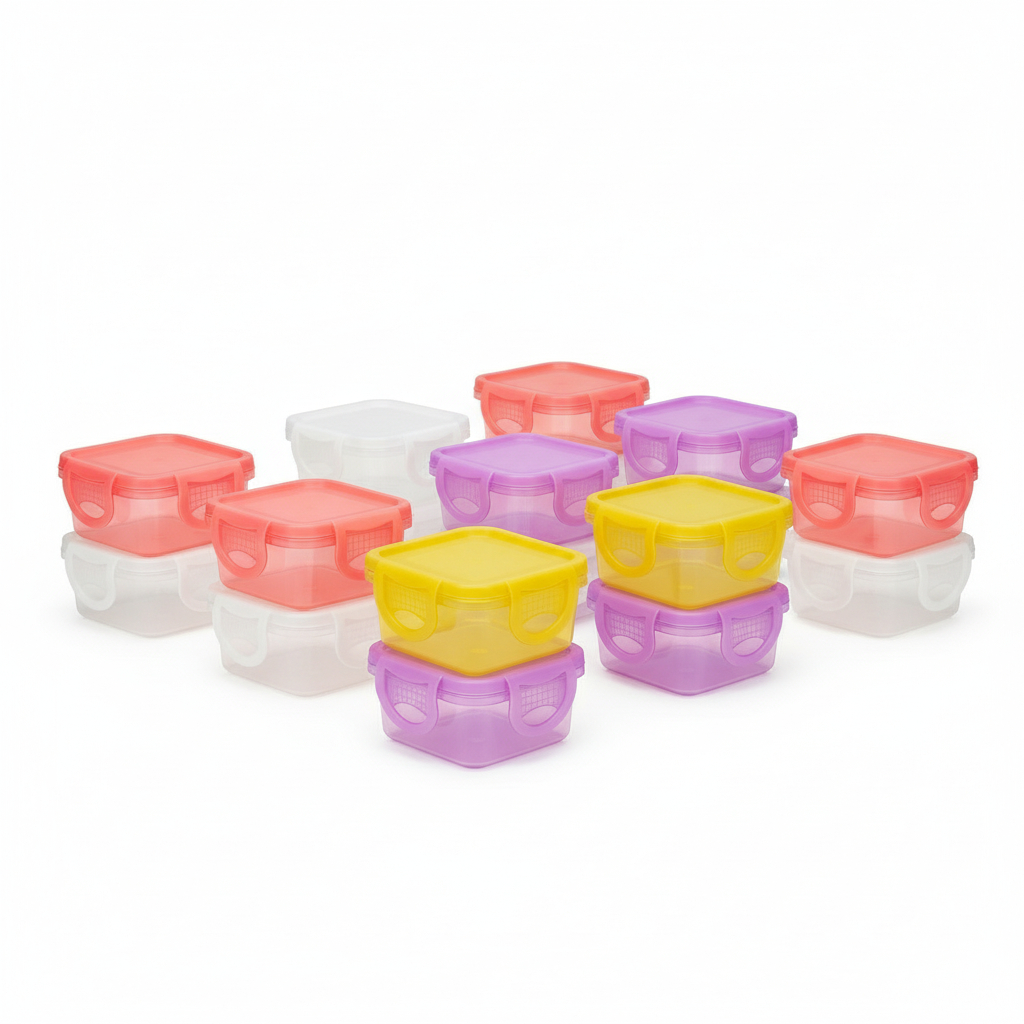 Kit 16 Mini Potes Herméticos Para Alimento - Papinha, Lancheira e Snacks