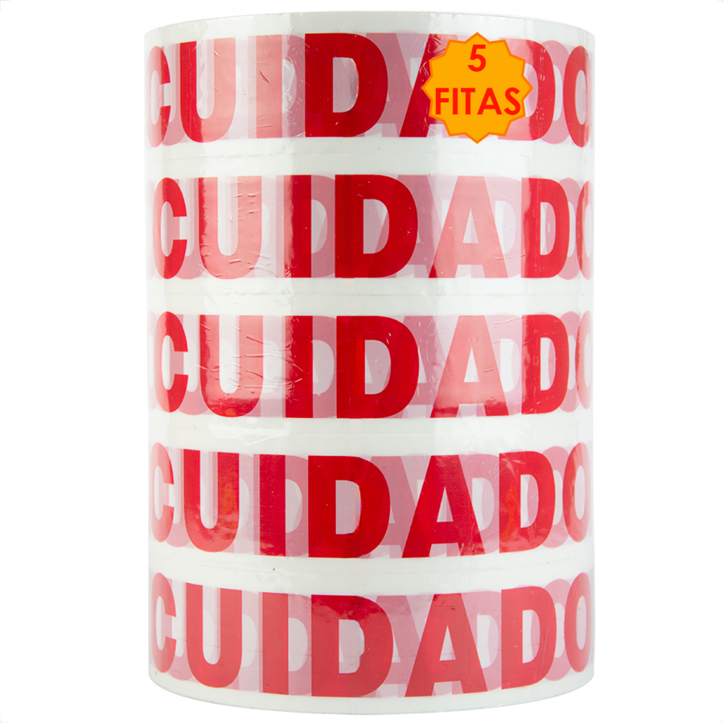 5 Fitas 500 Metros Cuidado Frágil Embalar Caixas Durex Rolo Embalagem Adesiva Alta Aderência Forte em Oferta na Shopee