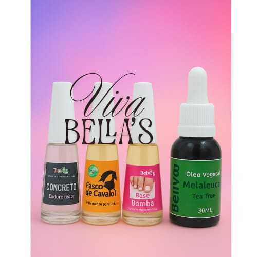kit 4 em 1Tratamento Completo para Unhas Fracas – Casco de Cavalo + Bomba + Concreto + Melaleuca