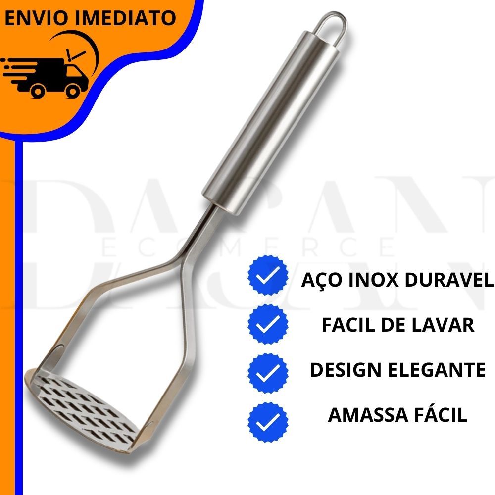 Amassador de Batatas 100% Inox Premium – Ideal para Purês e Legumes aço inox