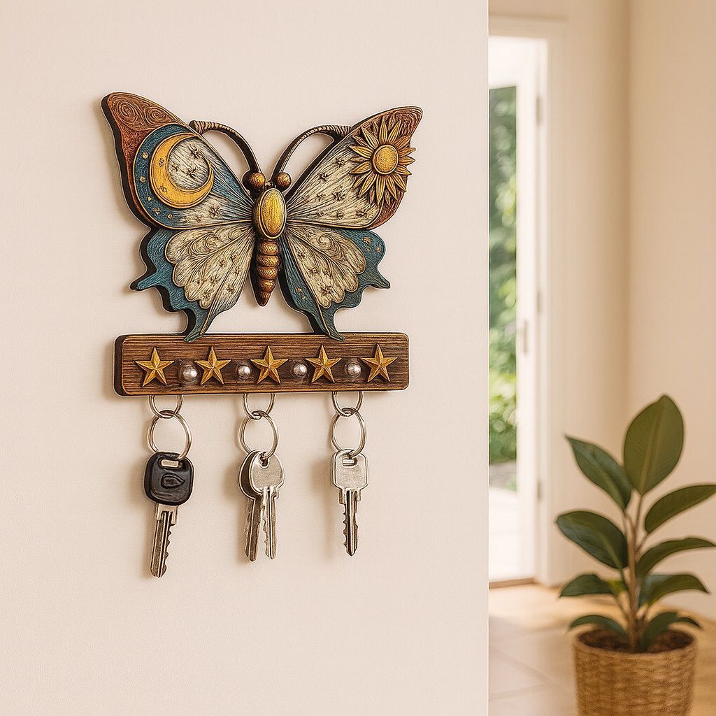 Porta-Chave Decorativo de Parede 2D com efeito 3D - Borboleta 22x18,8cm em Oferta na Shopee