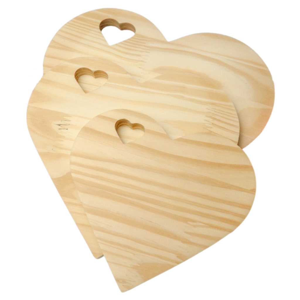 Trio de Tábua Coração Vazado Tábuas Madeira Pinus Petisco Mesa Posta em Oferta na Shopee