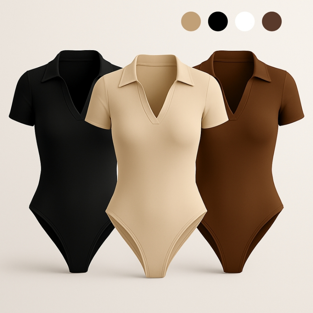 Kit 3 Body Polo Feminino Suplex Manga Curta Básico Premium Gola Polo Justo Confortável Atemporal em Oferta na Shopee