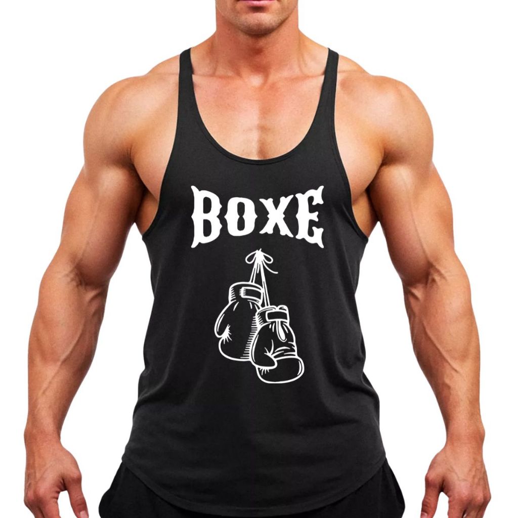 Regata Masculina bd Cavada Boxe Luva Bodybuilder Treino Musculação Camiseta Academia