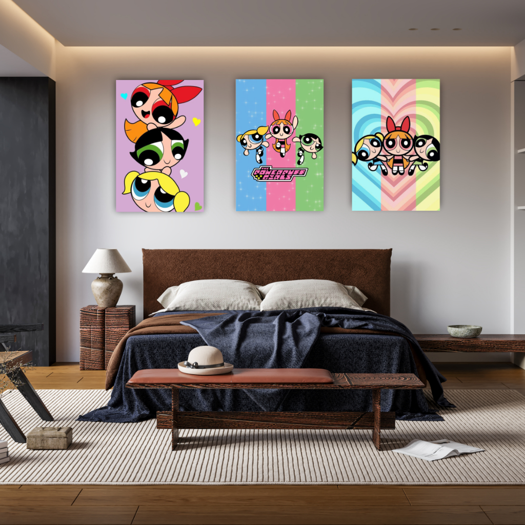 Quadro Decorativo Meninas Super Poderosas Lindinha Docinho Florzinho Infantil Para Parede Decoração