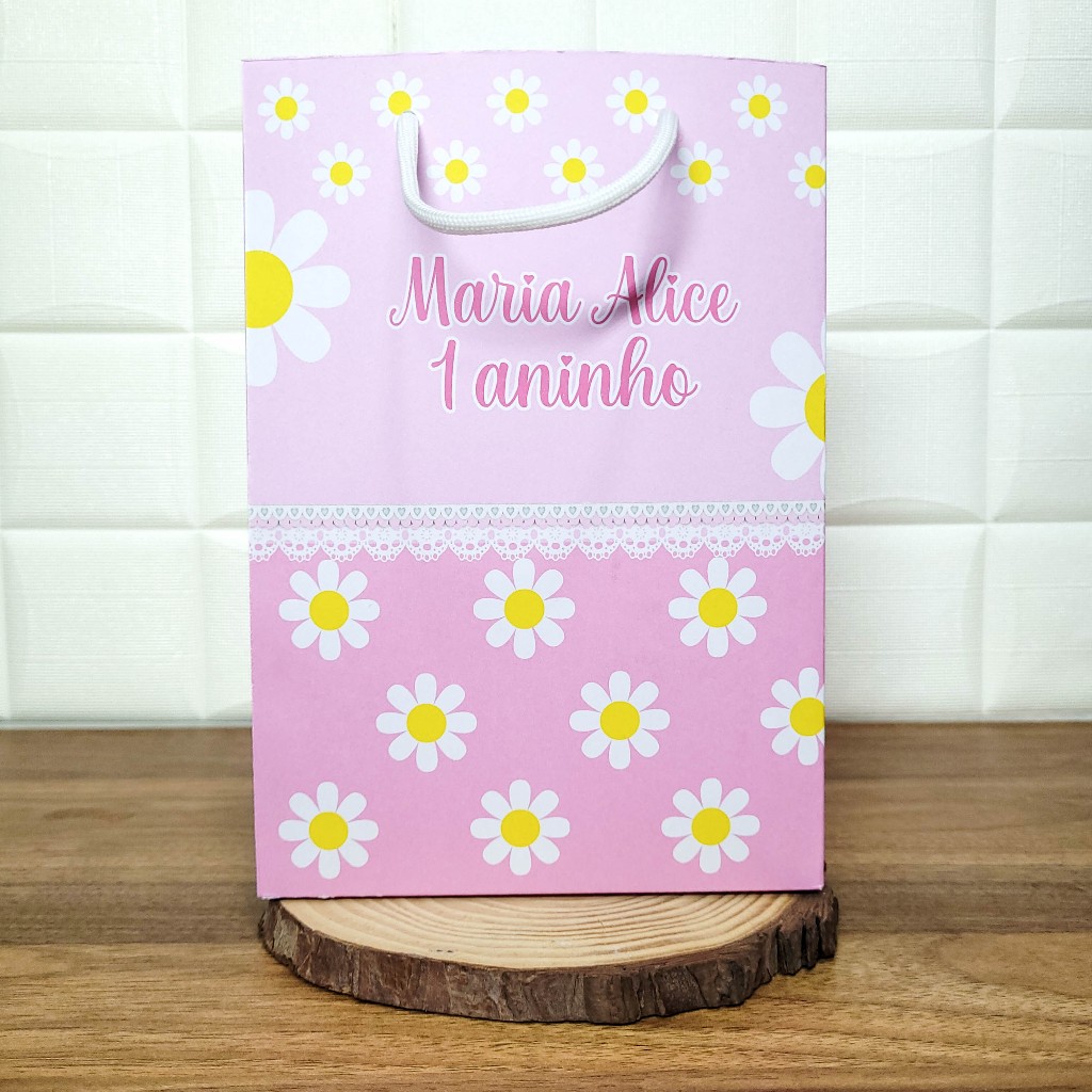 Sacolinha (M) Personalizada Lembrancinha Margarida.
