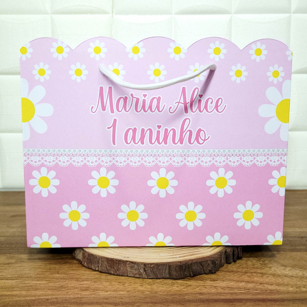 Sacolinha (G) Personalizada Lembrancinha Margarida.