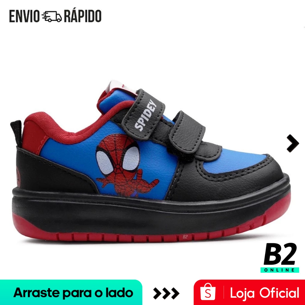 Tênis Marvel Homem Aranha Infantil Sem Cadarço Original com Nota Fiscal e Garantia em Oferta na Shopee
