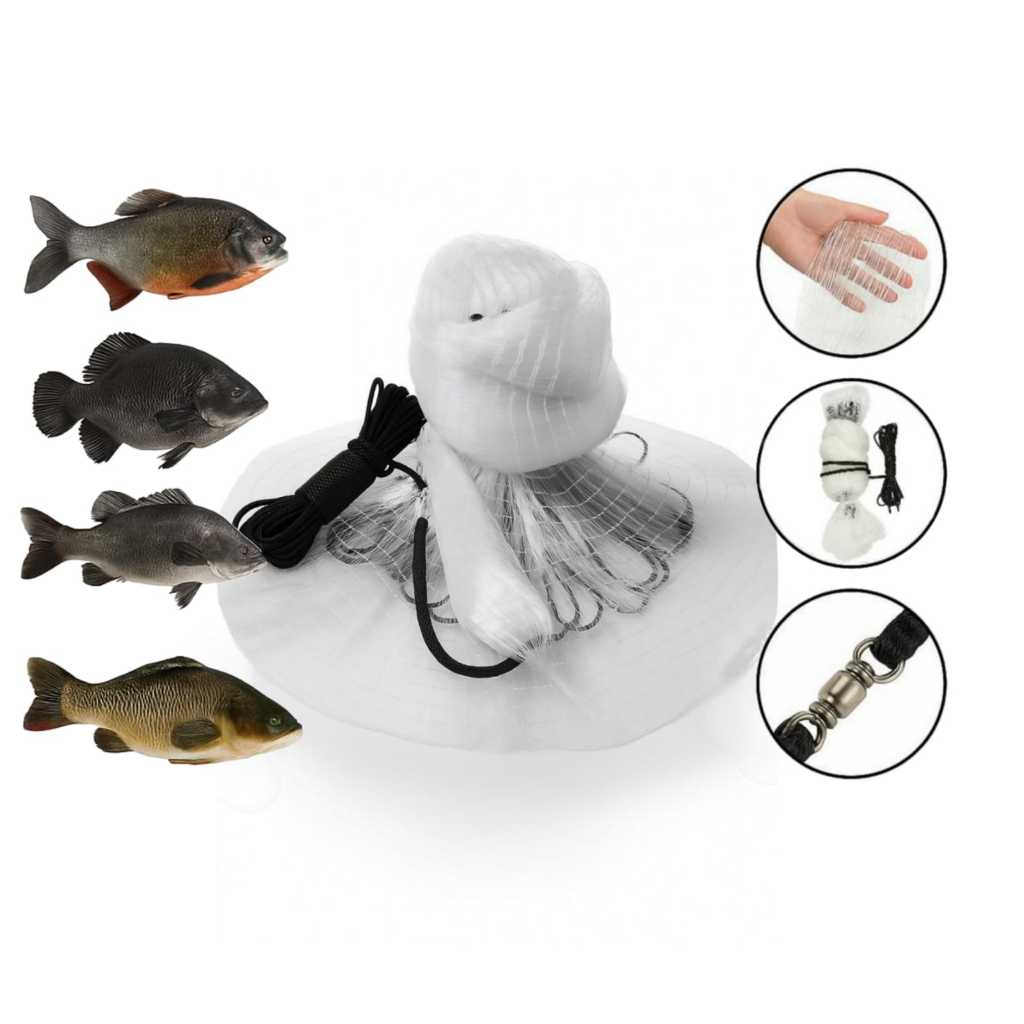 Tarrafa Pronta Pesca Pacu Tilapia Malha 4 Nylon Forte 12 Metros 2mt Altura Fio 0,40