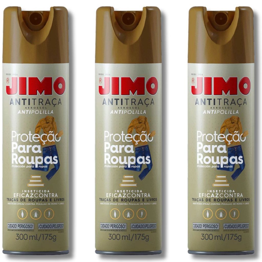 Kit de 1 Até 3 JIMO Antitraça Aerossol 300ml | Proteção Contra Traças em Roupas, Armários e Tecidos em Oferta na Shopee