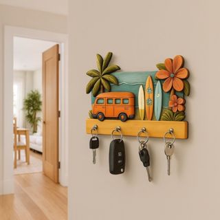 Porta-Chave Decorativo De Parede Praia 2D Com Efeito 3D -Beach Vibes 24,5x17cm em Oferta na Shopee