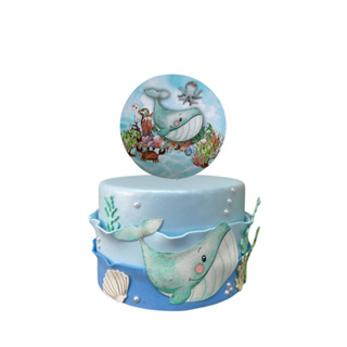 Mini Bolo Cenográfico Fundo do Mar Decorativo em Oferta na Shopee