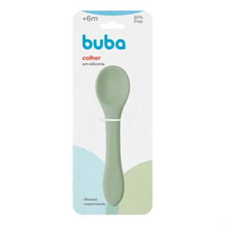 Colher de Silicone Verde Buba – Macia e Segura p/ Bebê +6M | Livre de BPA em Oferta na Shopee