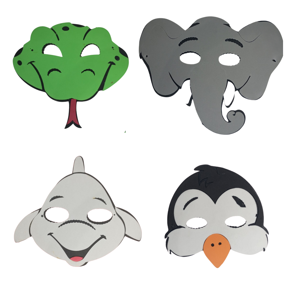 Máscara de EVA - Animais Infantil Com Elástico Para Festas