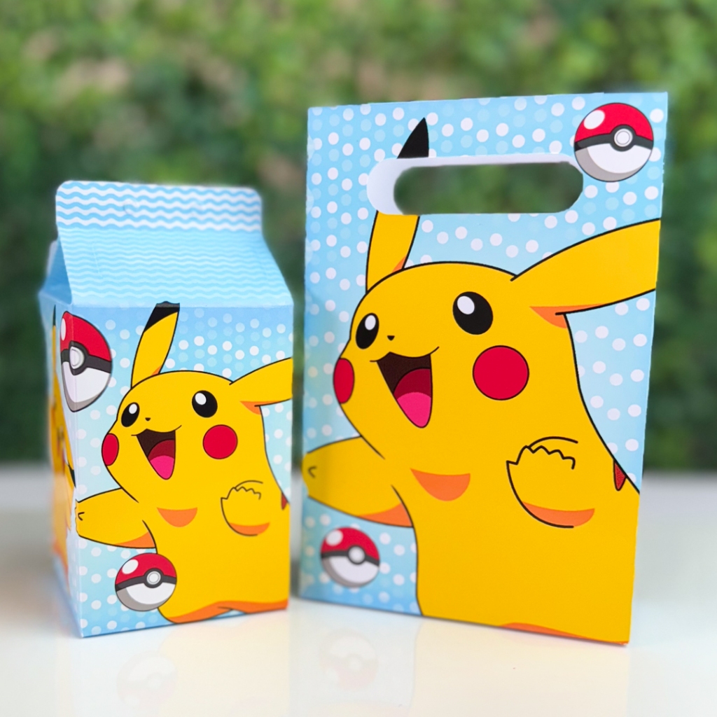 Caixinhas Lembrancinha Infantil 10 unidades - Pikachu, Pirâmide, Milk, Triangulove, Sacolinha em Oferta na Shopee