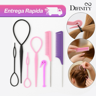Pente Fino e Acessórios para Penteados Agulhas e Tira Laço Elástico 4 Itens em Oferta na Shopee