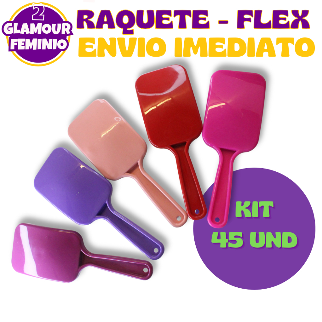 Kit 45 - Escova Raquete -Flex Anti Frizz- Pra Cabelo - Para Desembaraçar Cabelos - Glamour Feminino em Oferta na Shopee