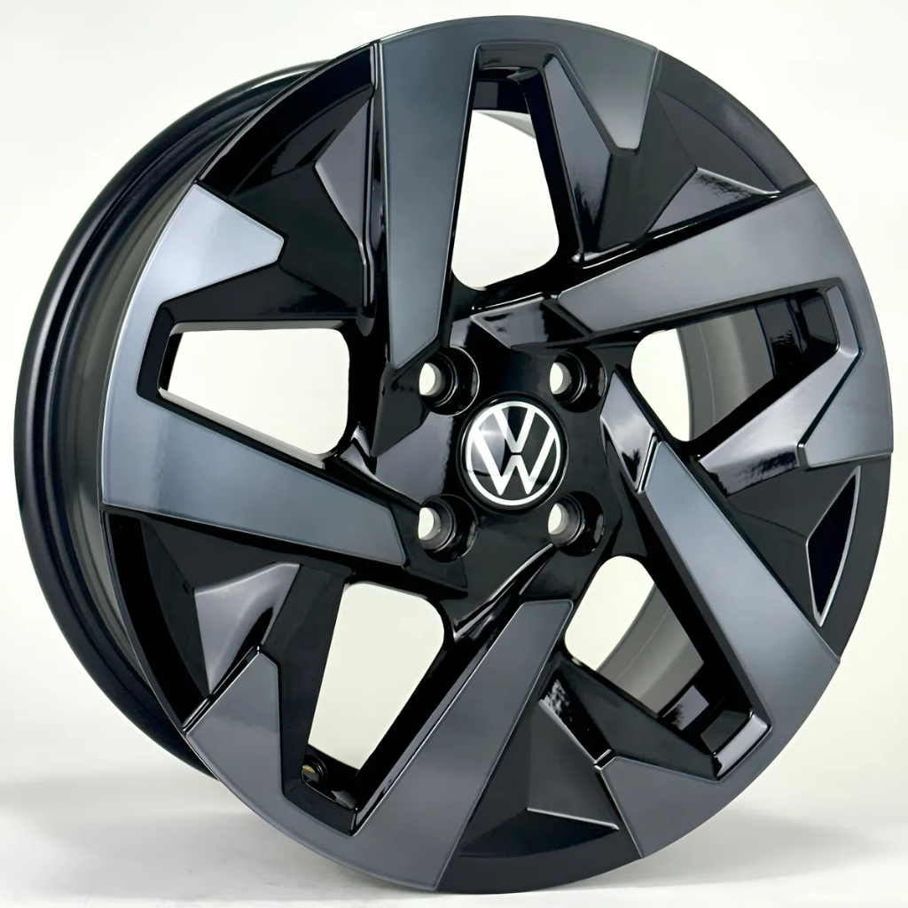 Kit 4 Rodas Aro 15x6,0 4x100 Vw Tera Nivus Virtus Fox Preta Diamantada Fumê Krmai S60