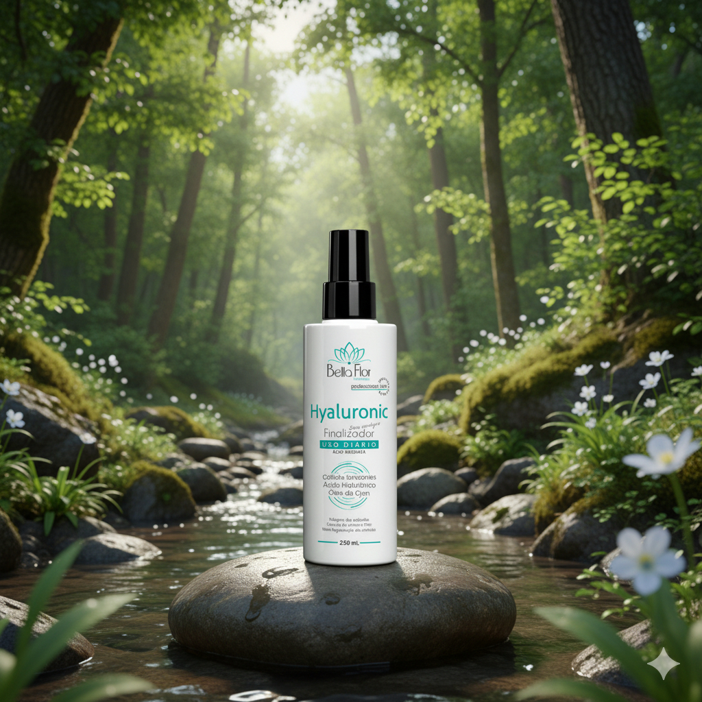 Spray Finalizador Hyaluronic 250ml Reparador Anti-Frizz Sem Enxágue Bella Flor Controle de Volume Uso Diário