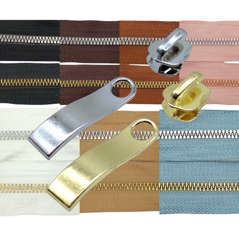 Kit Zíper Nylon Metalizado N5 Cremalheira Larga 10 M E 25 Und Cursor em Oferta na Shopee