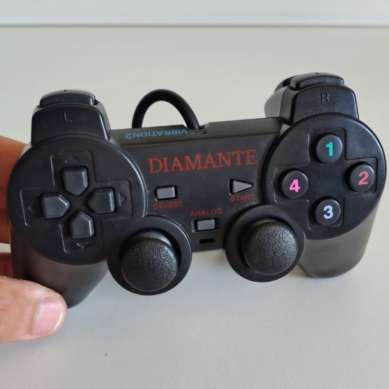 Controle USB PC Joystick Analógico Preto Estilo Playstation 2 Ps2