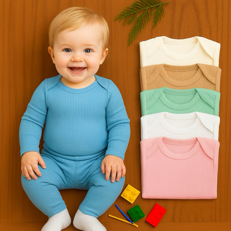 Kit 5 Conjuntos Body Manga Longa com Calça Mijão Bebê RN P M G 1 Menino Menina Algodão