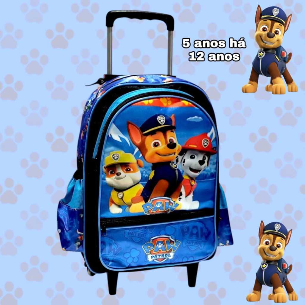 Mochila Escolar Patrulha Canina menino e menina - Rodinhas - Menino - Masculino todos os personagens em Oferta na Shopee