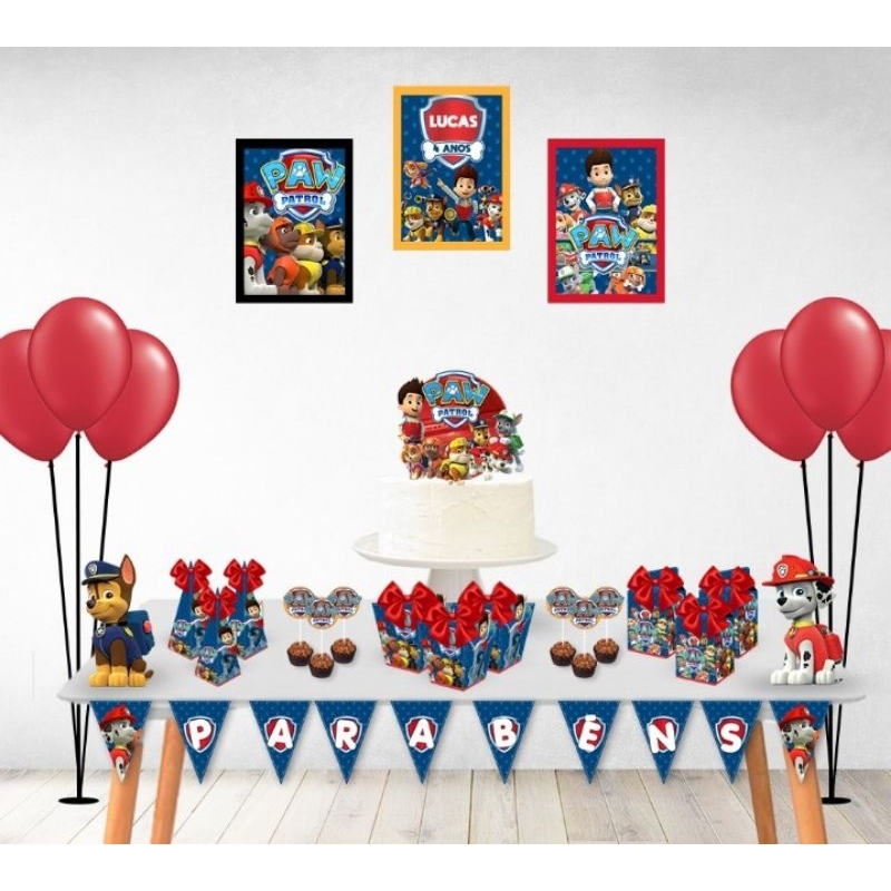 kit festa personalizado só um bolinho em casa patrulha canina/aniversário/mesversario