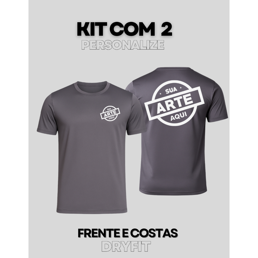 Kit 2 Camiseta Treino Personalizada Dry Fit Empresa Uniforme Logo Equipe Academia Personal Sua Arte em Oferta na Shopee